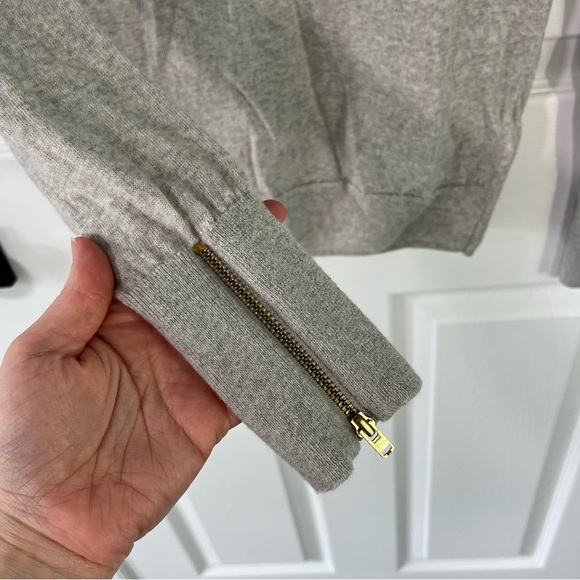 J. Crew 100% merino wool gray ruffled turtleneck sweater size xs zippers warm - Picture 3 of 5